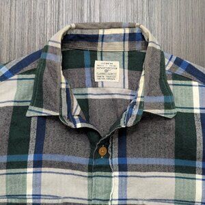 J. Crew | Men's Small Slim Flannel | Green/Blue/Black/White Plaid Pattern